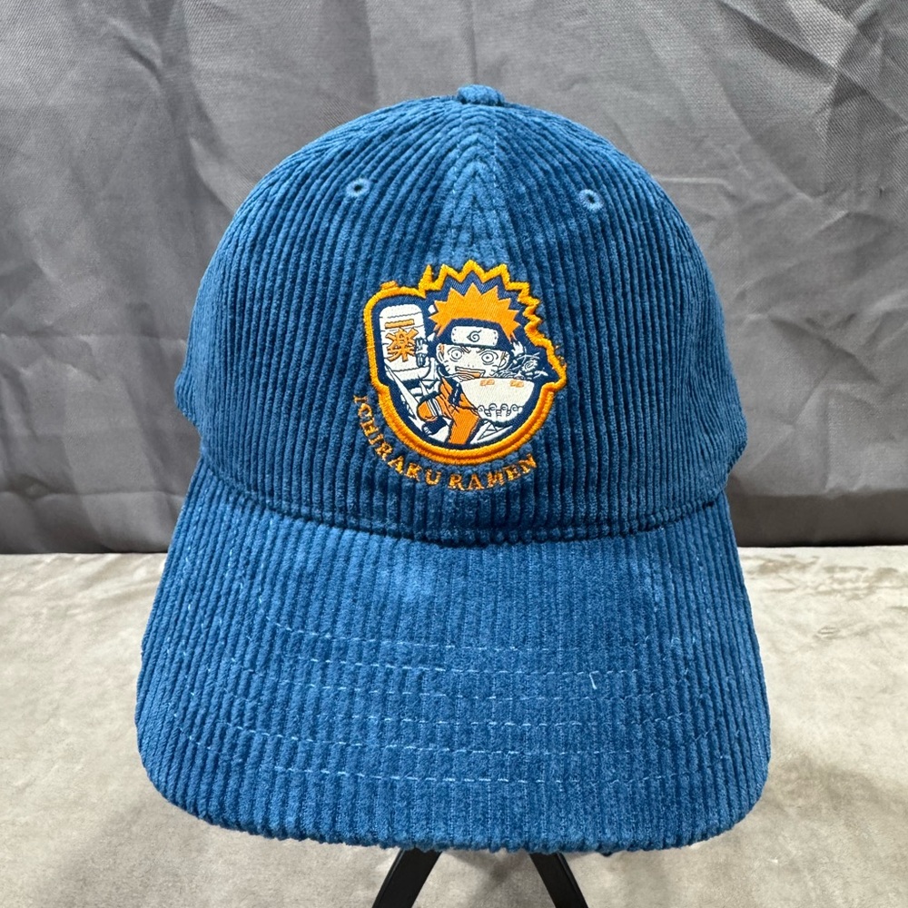 Naruto Blue Corduroy Hat with Embroidered Ramen Design